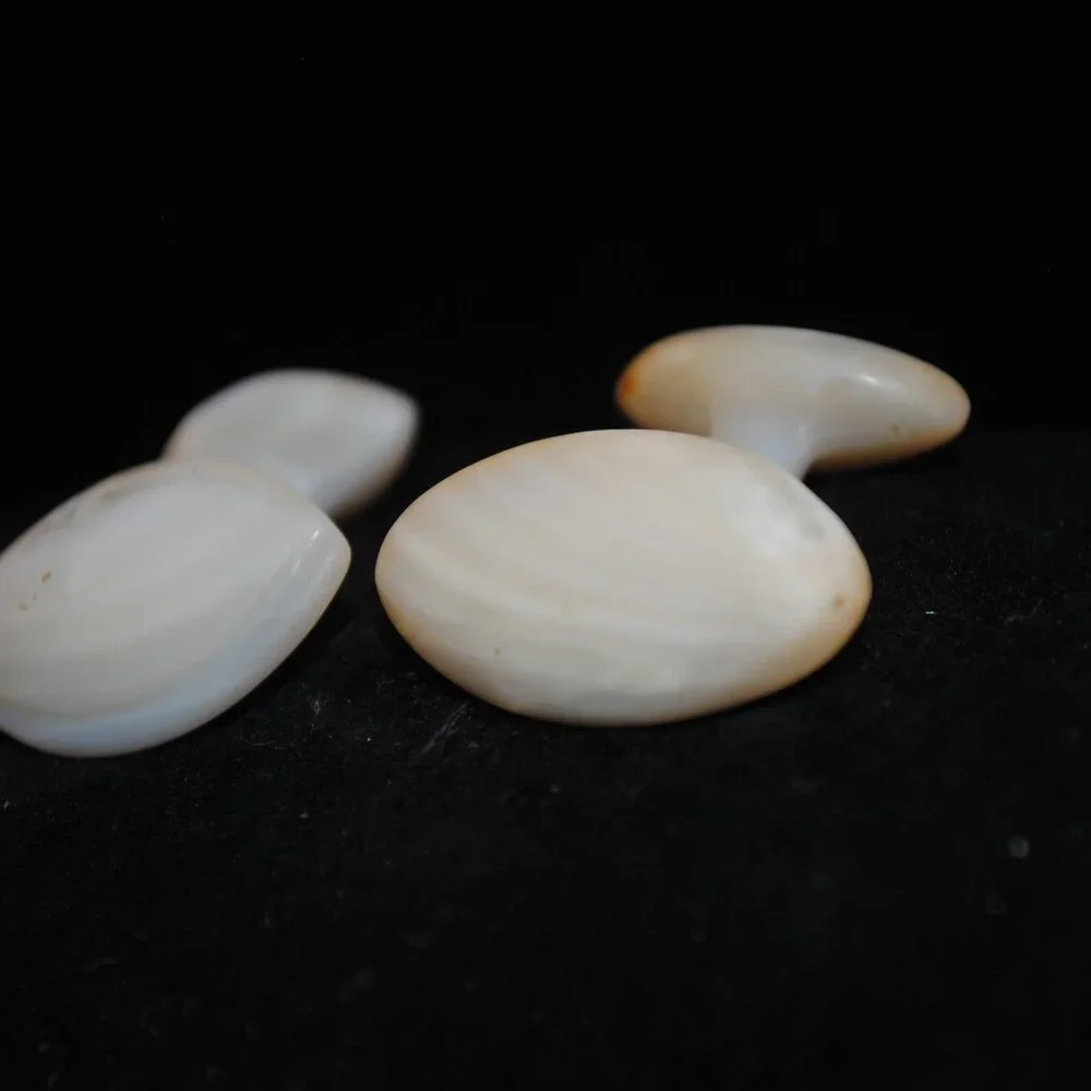 Antique Carved Mother of Pearl Shell Cufflinks